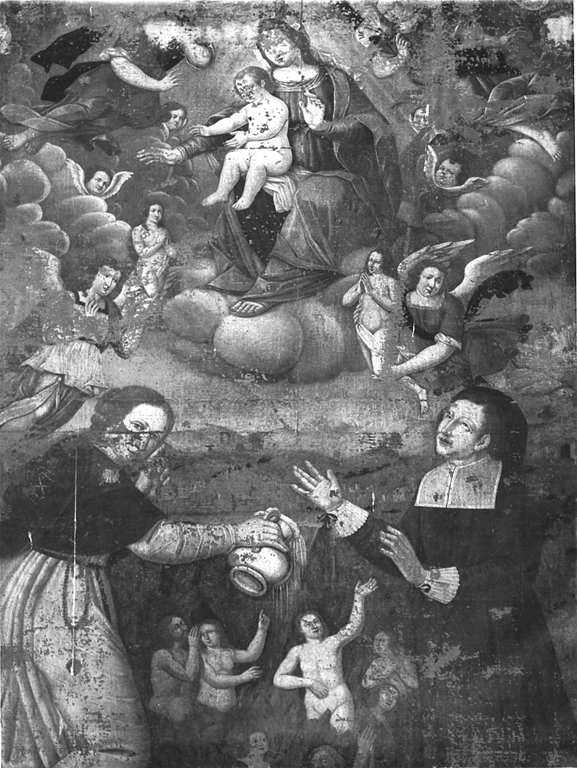 Madonna che intercede per le anime del purgatorio (dipinto) - ambito laziale (sec. XVII)