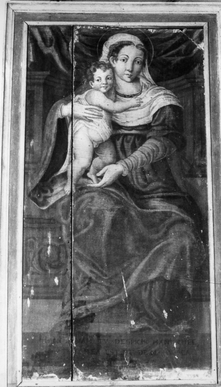 Madonna con Bambino in trono (dipinto) di Gabriele da Feltre (sec. XVI)