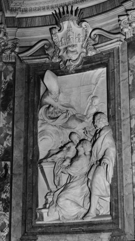 San Tommaso da Villanova resuscita un bambino (rilievo, pendant) di Bergondi Andrea (sec. XVIII)
