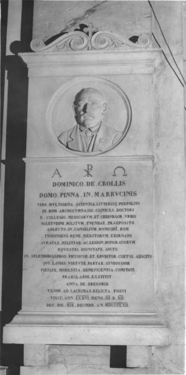 busto ritratto di Domenico De Crollis (rilievo) - ambito romano (sec. XIX)