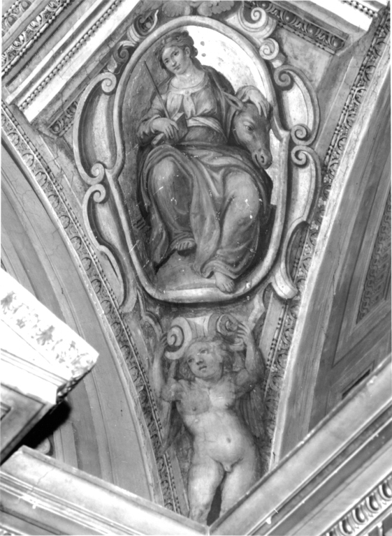 figura allegorica femminile (dipinto, serie) di Ricci Giovanni Battista (ultimo quarto sec. XVI)