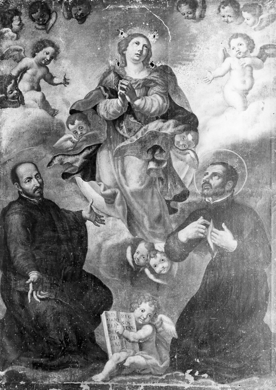 La Vergine Assunta appare a San Francesco Saverio e a Sant'Ignazio (dipinto) - ambito laziale (sec. XVIII)