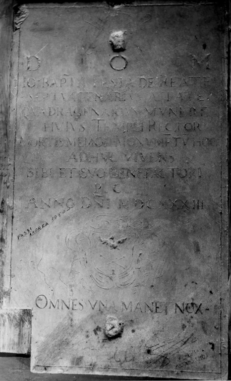lapide tombale - ambito laziale (sec. XVII)