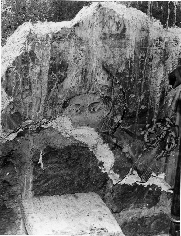 Santo vescovo e monaco (dipinto, frammento) - ambito laziale (sec. XIV)