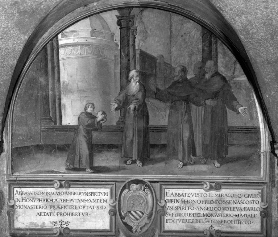 sant'Onofrio bambino proposto come abate del monastero (dipinto) di Strada Vespasiano (e aiuti) (secc. XVI/ XVII)