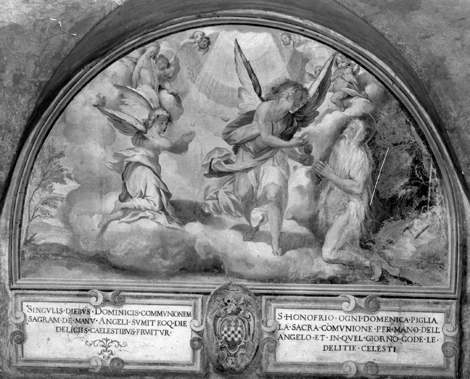 sant'Onofrio riceve la comunione dall'angelo (dipinto) di Strada Vespasiano (e aiuti) (secc. XVI/ XVII)