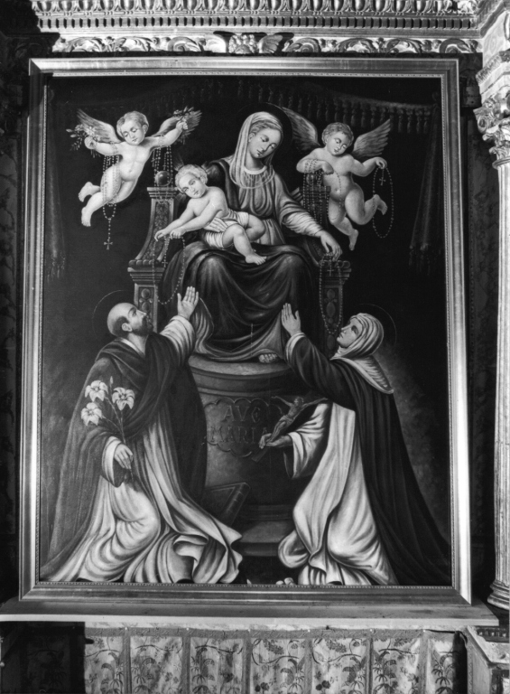 Madonna del Rosario con San Domenico e Santa Caterina da Siena (dipinto) - ambito laziale (sec. XX)