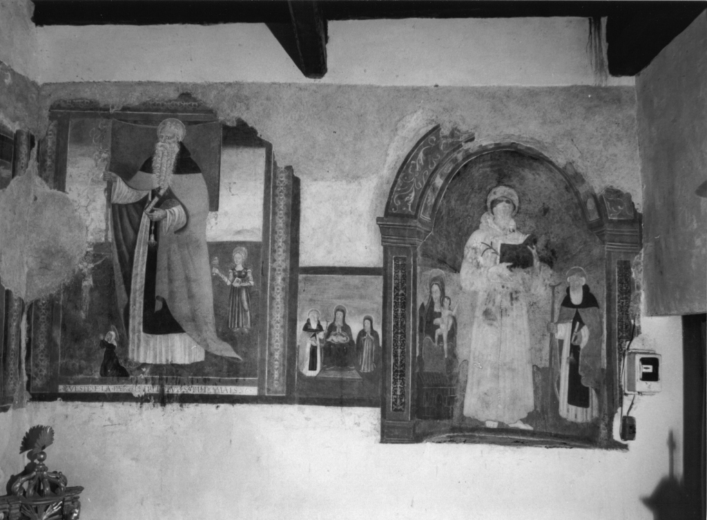 Sant'Antonio Abate tra Cristo crocifisso una donatrice e Santa Lucia (dipinto) - ambito laziale (sec. XVI)