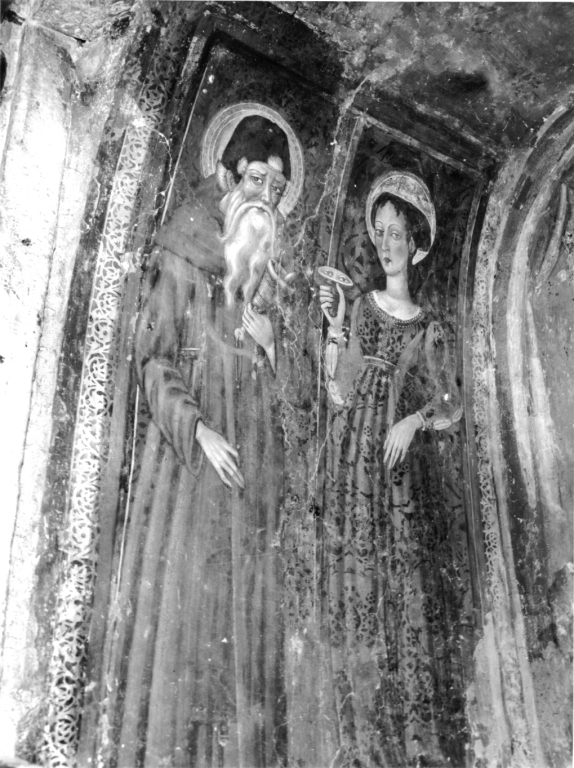 Sant'Antonio Abate e Santa Lucia (dipinto, complesso decorativo) - ambito laziale (sec. XV)