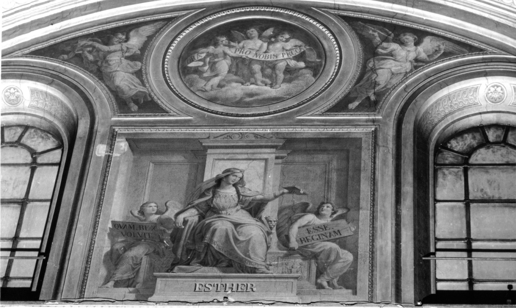 Ester in trono e angeli (dipinto, complesso decorativo) di Gagliardi Pietro (sec. XIX)