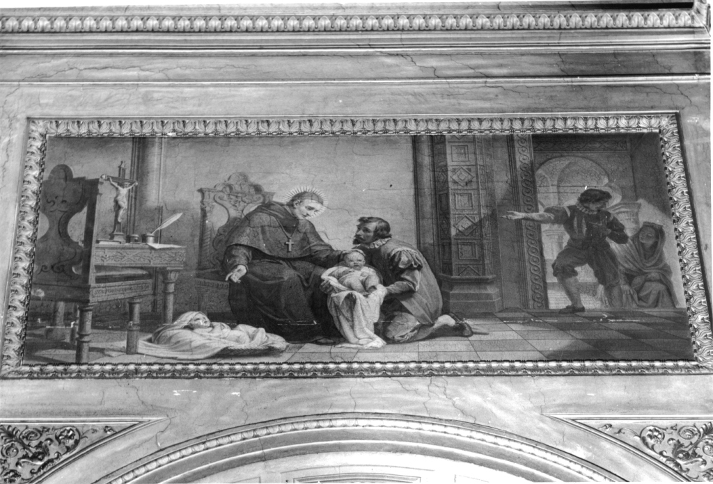 San Tommaso da Villanova accoglie i trovatelli (dipinto, ciclo) di Gagliardi Pietro (sec. XIX)