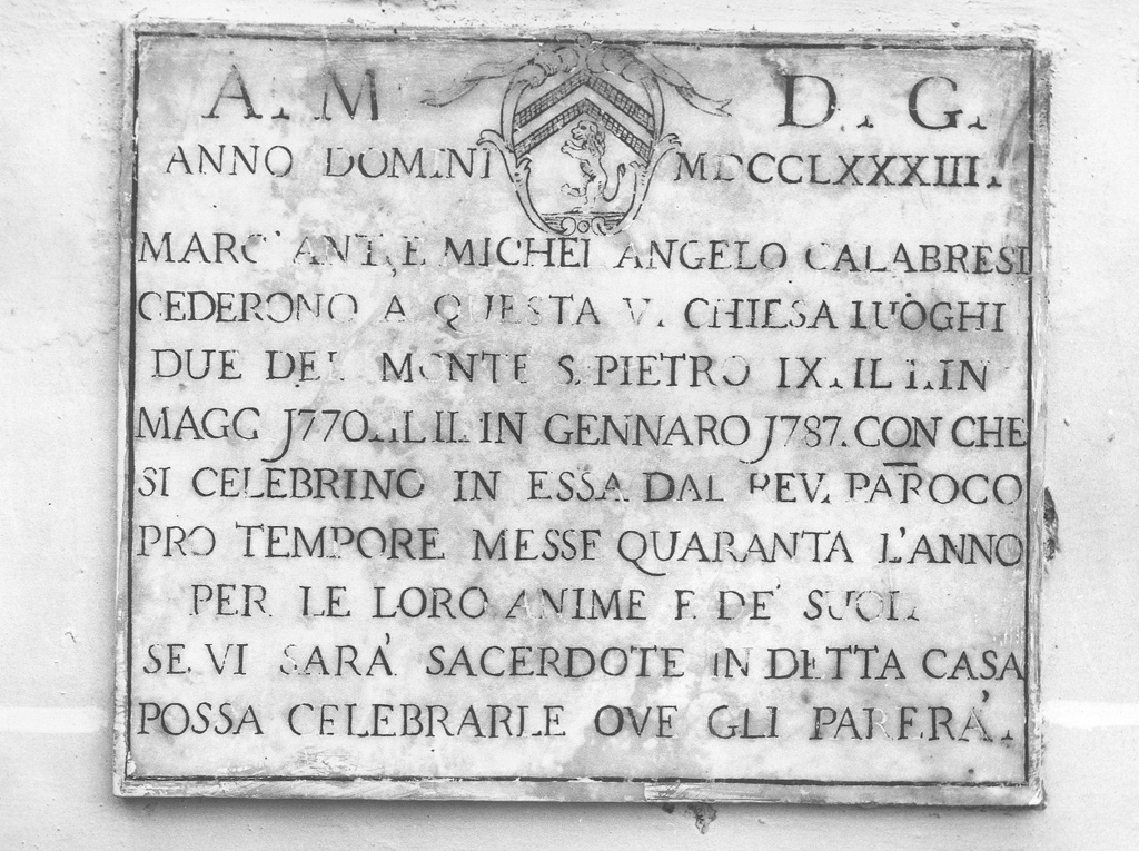 lapide documentaria - ambito laziale (sec. XVIII)