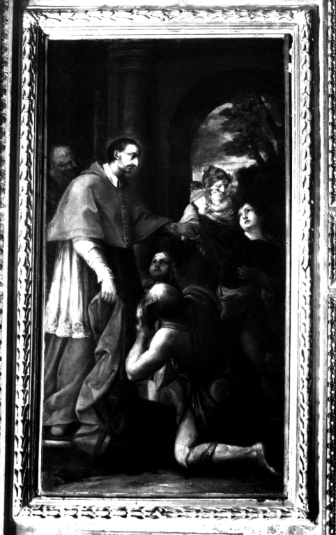 elemosina di San Carlo Borromeo (dipinto) di Ferretti Giovanni Battista (sec. XVII)