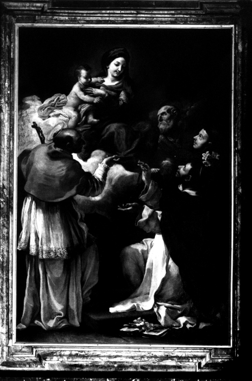 Madonna con Bambino e Santi (dipinto) di Courtois Guillaume detto Borgognone (sec. XVII)