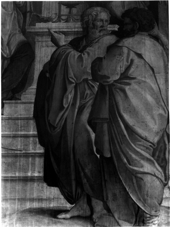 annuncio della nascita di San Giovanni Battista a Zaccaria (dipinto) di Del Conte Jacopino (sec. XVI)