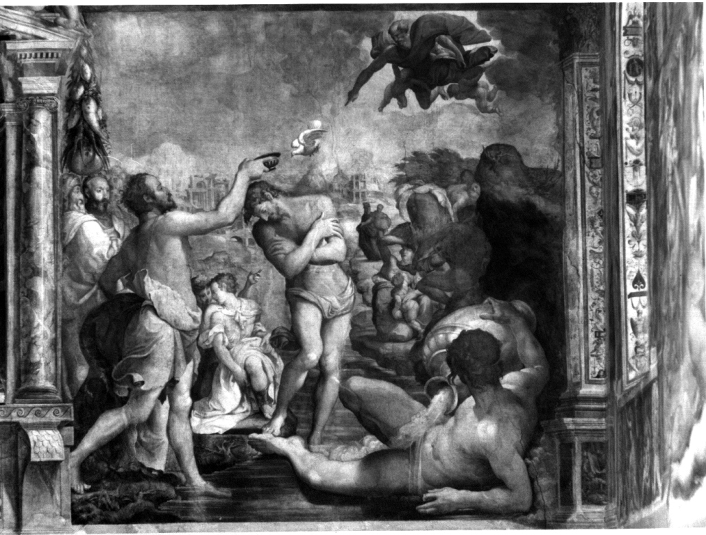 battesimo di Cristo (dipinto) di Del Conte Jacopino (sec. XVI)