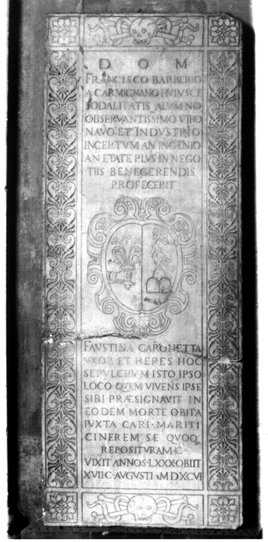 lapide tombale - ambito romano (sec. XVI)