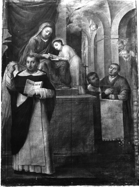 Sant'Anna con Maria Bambina, San Vincenzo Ferreri e Sant'Andrea d'Avellino, Maria Vergine bambina e Sant'Anna (dipinto) - ambito laziale (sec. XIX)