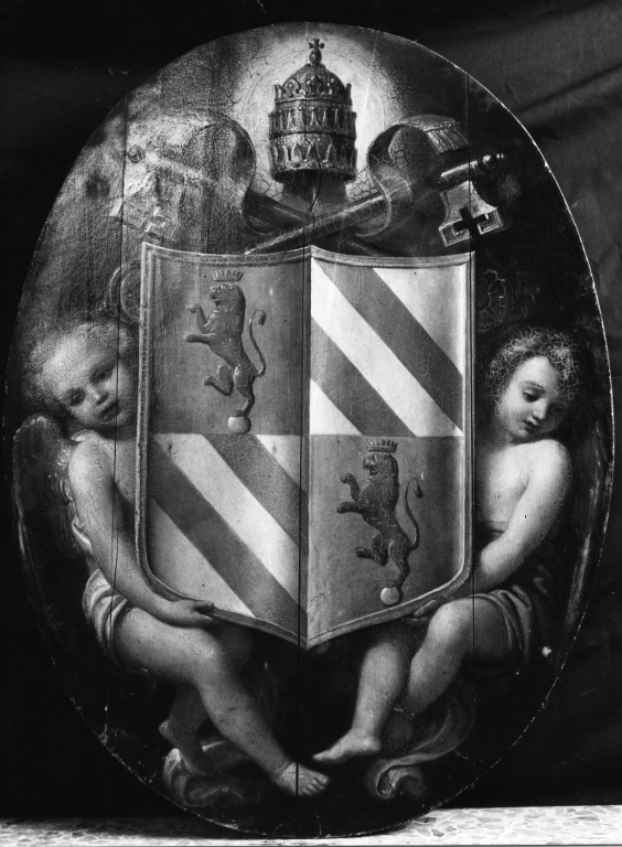 Stemma papale di Pio IX, stemma papale (dipinto) di Cochetti Luigi (metà sec. XIX)