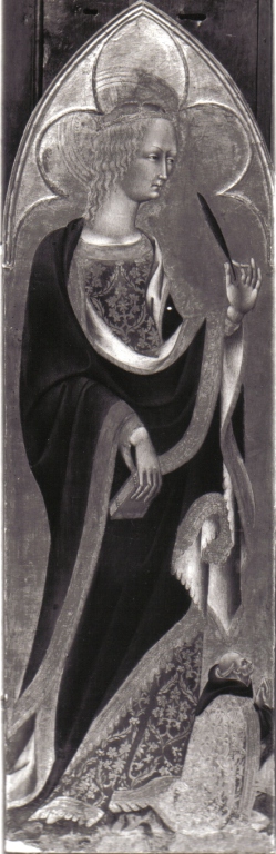 Santa Scolastica e donatore (scomparto di polittico, elemento d'insieme) di Giovanni di Paolo (sec. XV)