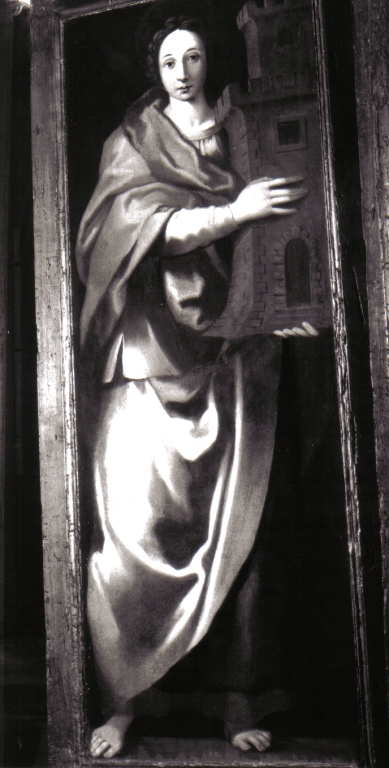 Santa Barbara (scomparto di trittico) di Salimbeni Ventura, Angelini G. D (sec. XVI)