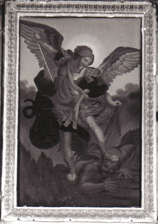 San Michele Arcangelo schiaccia il demonio (dipinto) - ambito laziale (sec. XVIII)