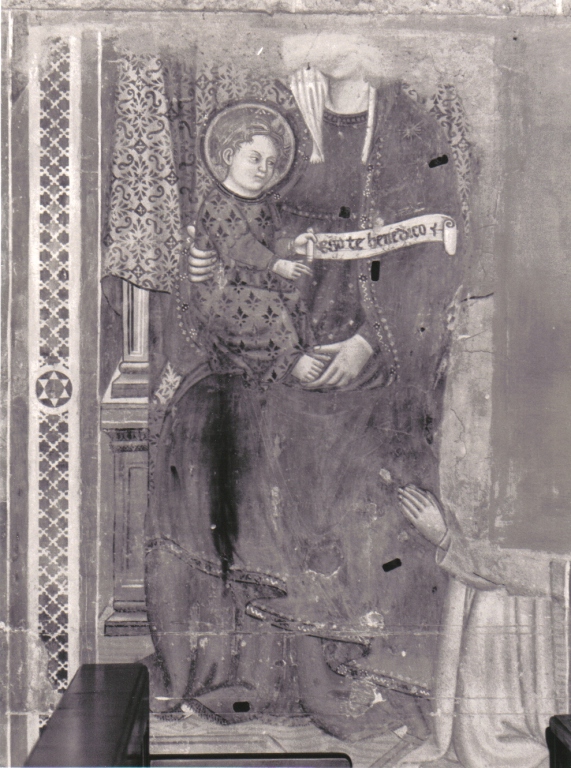 Madonna con Bambino in trono e donatore (dipinto) - ambito umbro (inizio sec. XV)