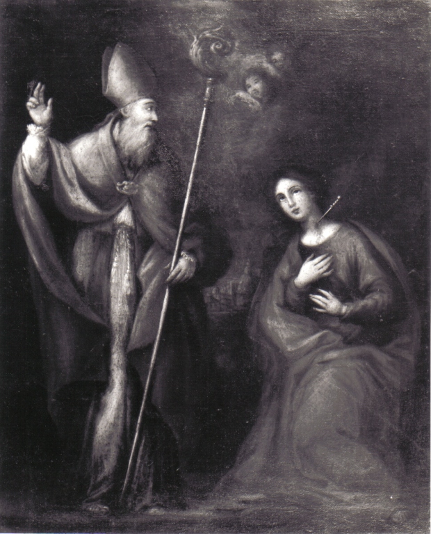 Sant'Agostino e santa (dipinto) - ambito emiliano (prima metà sec. XVII)