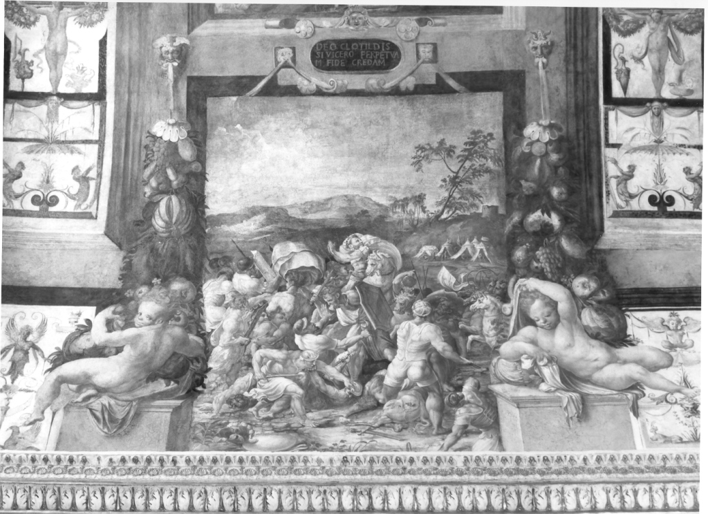 la battaglia di Tolbiac (dipinto) di Pellegrini Pellegrino detto Pellegrino Tibaldi (sec. XVI)