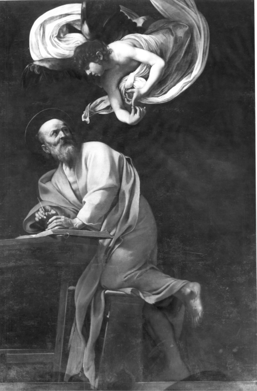 S. Matteo e l'angelo (dipinto) di Merisi Michelangelo detto Caravaggio (fine/inizio secc. XVI/ XVII)