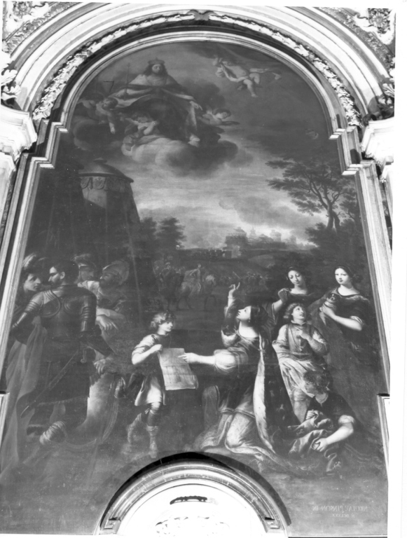 Anna d'Austria presenta a S. Luigi il modello della chiesa di S. Luigi dei Francesi a Madrid (dipinto) di Pinson Nicolas (sec. XVII)
