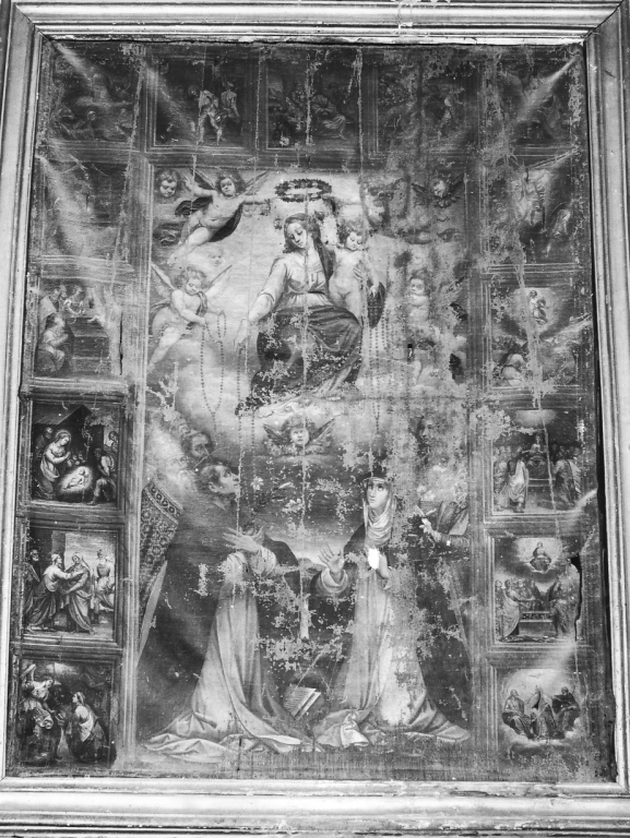 Madonna del Rosario con San Domenico e Santa Caterina da Siena (dipinto) - ambito romano (fine/inizio secc. XVI/ XVII)