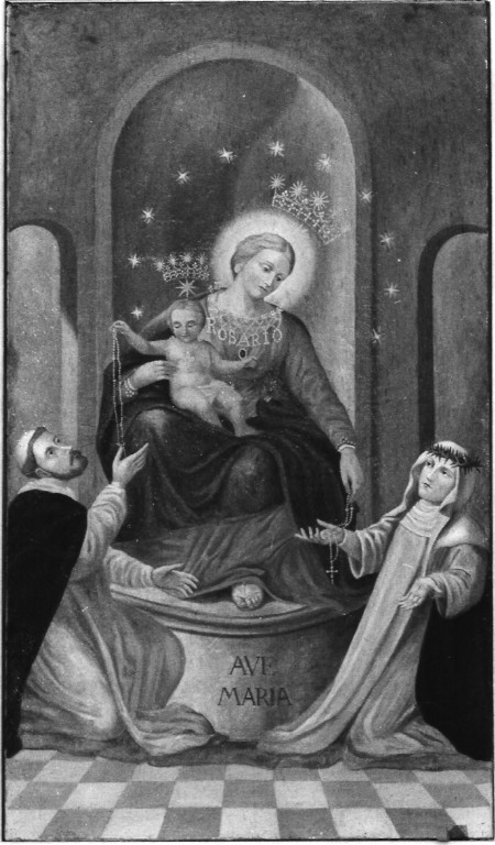 Madonna del Rosario con San Domenico e Santa Caterina da Siena (dipinto) - ambito laziale (sec. XIX)