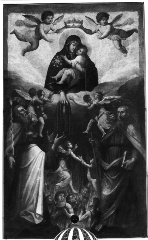 Madonna del Carmelo intercede per le anime del purgatorio (dipinto) - ambito laziale (sec. XVIII)