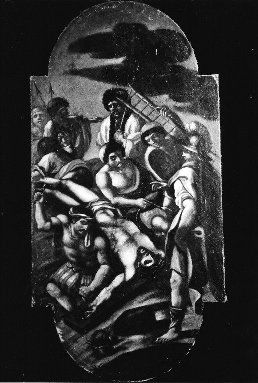 stazione XI: Gesù inchiodato alla croce (dipinto) - ambito napoletano (sec. XVIII)