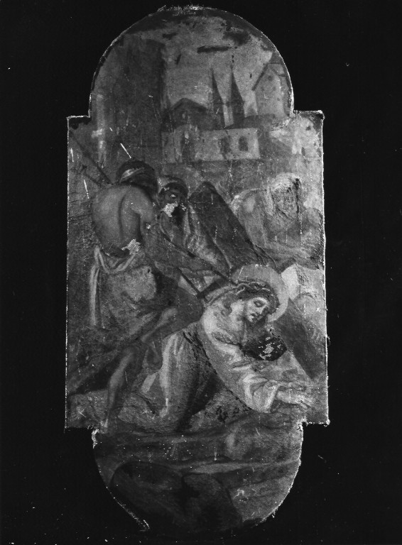 stazione VII: Gesù cade sotto la croce la seconda volta (dipinto) - ambito napoletano (sec. XVIII)