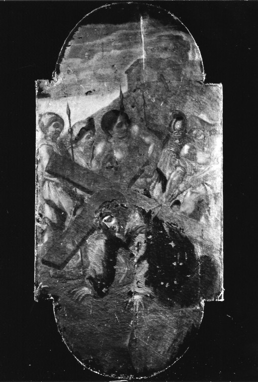 stazione IX: Gesù cade sotto la croce la terza volta (dipinto) - ambito napoletano (sec. XVIII)