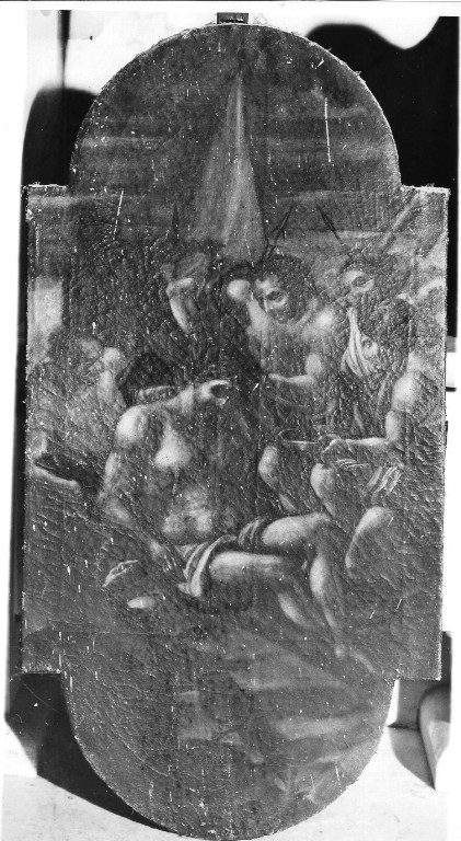 stazione X: Gesù spogliato e abbeverato di fiele (dipinto) - ambito napoletano (sec. XVIII)