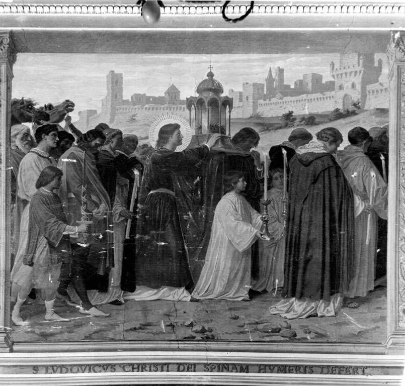 San Luigi IX reca in processione la corona di spine (dipinto) di Bruschi Domenico (sec. XIX)