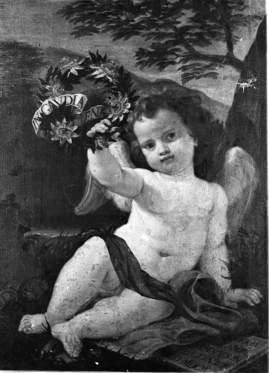 putti reggicorona (dipinto) di Gaulli Giovanni Battista detto Baciccio (sec. XVII)
