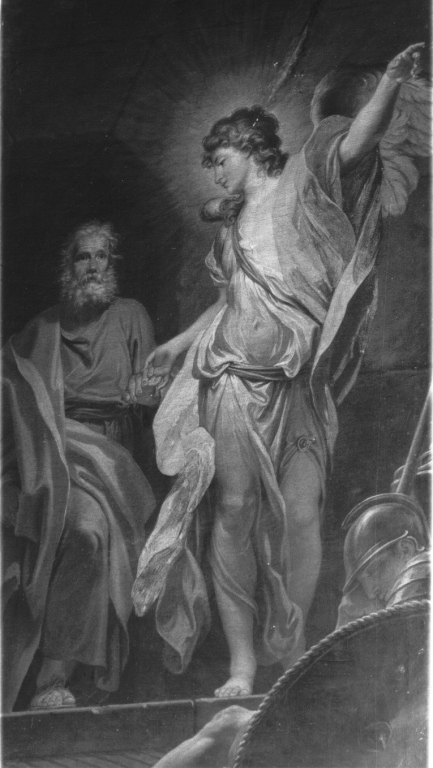 San Pietro liberato dal carcere da un angelo (dipinto) di Corvi Domenico (attribuito) (sec. XVIII)