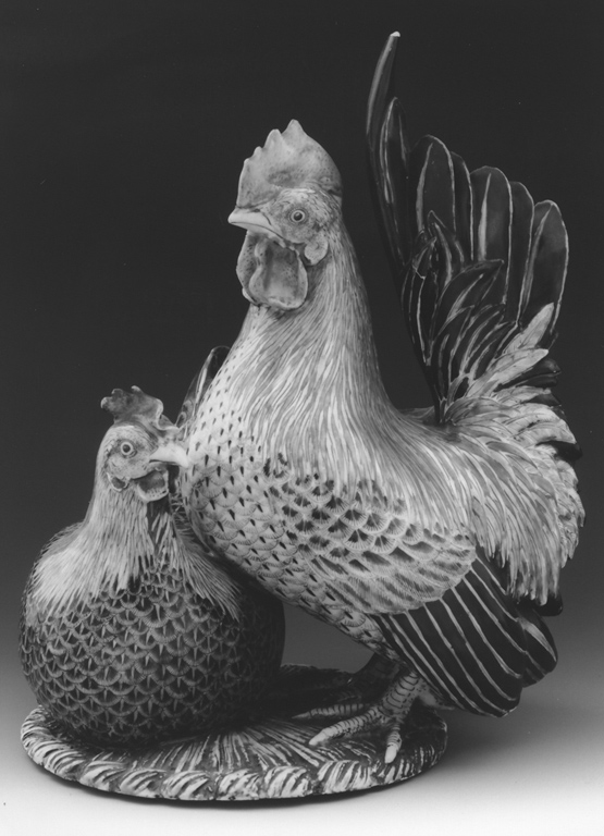 gallo e gallina (gruppo scultoreo) - manifattura giapponese/ Satsuma (secc. XIX/ XX)