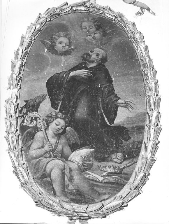 Sant'Eustachio orante fra cherubini (dipinto) - ambito laziale (sec. XVIII)