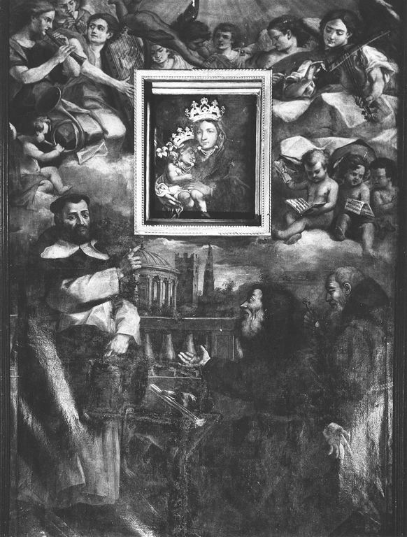 San Domenico e due frati cappuccini (pala d'altare) - ambito bolognese (sec. XVII)