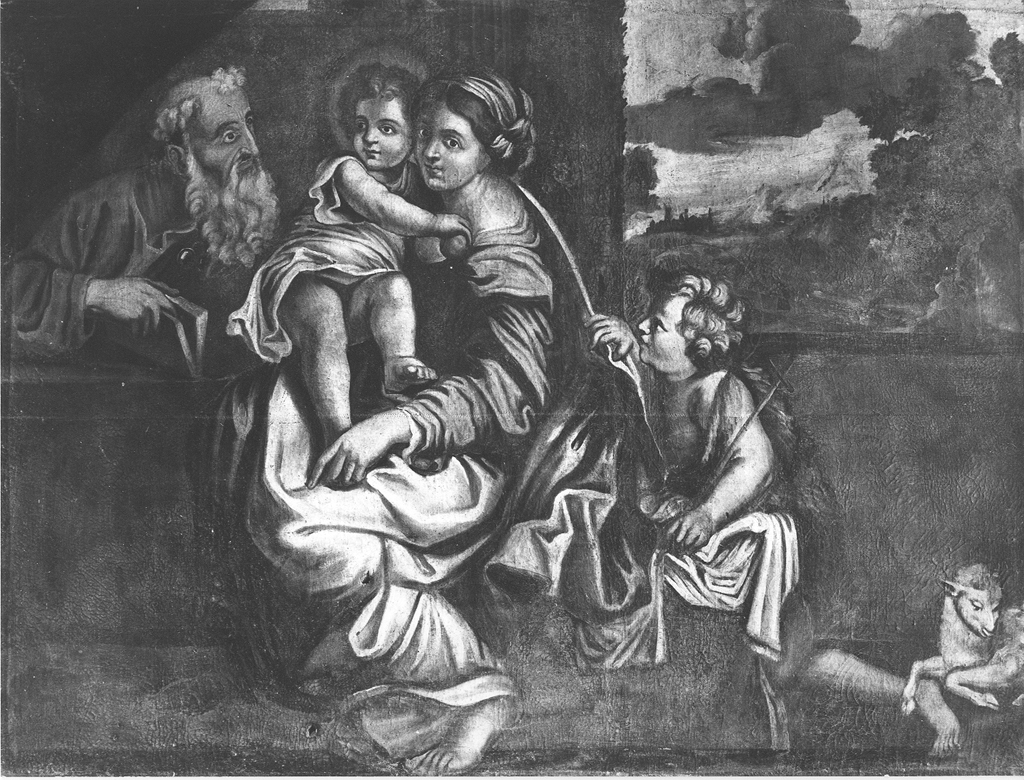 Sacra Famiglia con San Giovanni Battista bambino (dipinto) - ambito laziale (sec. XVIII)