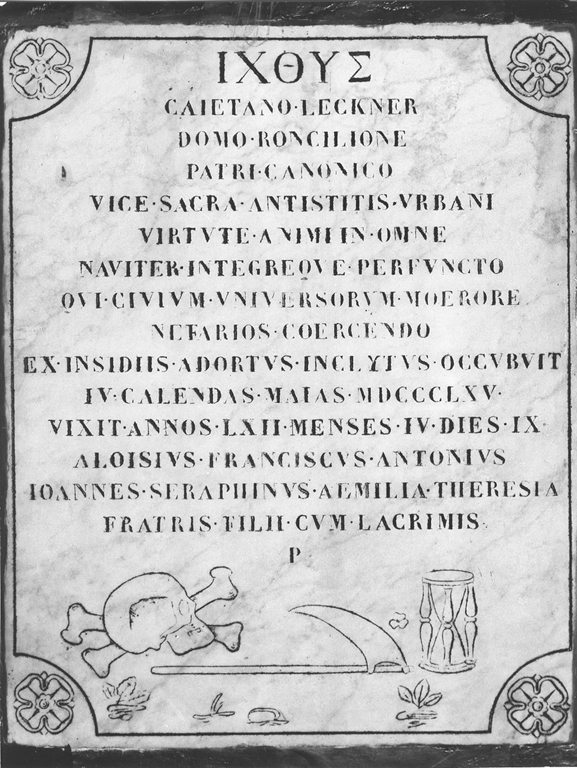 lapide tombale - ambito Italia centrale (sec. XIX)