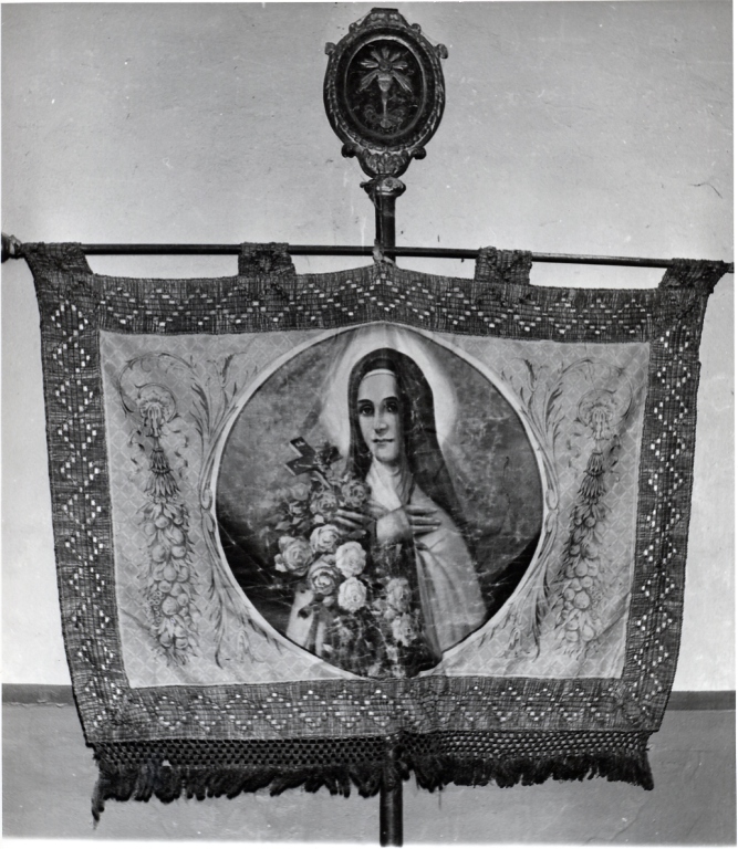 Santa Rita da Cascia (?) o Santa Rosa da Lima (?) (stendardo processionale) - manifattura Italia centrale (sec. XIX)