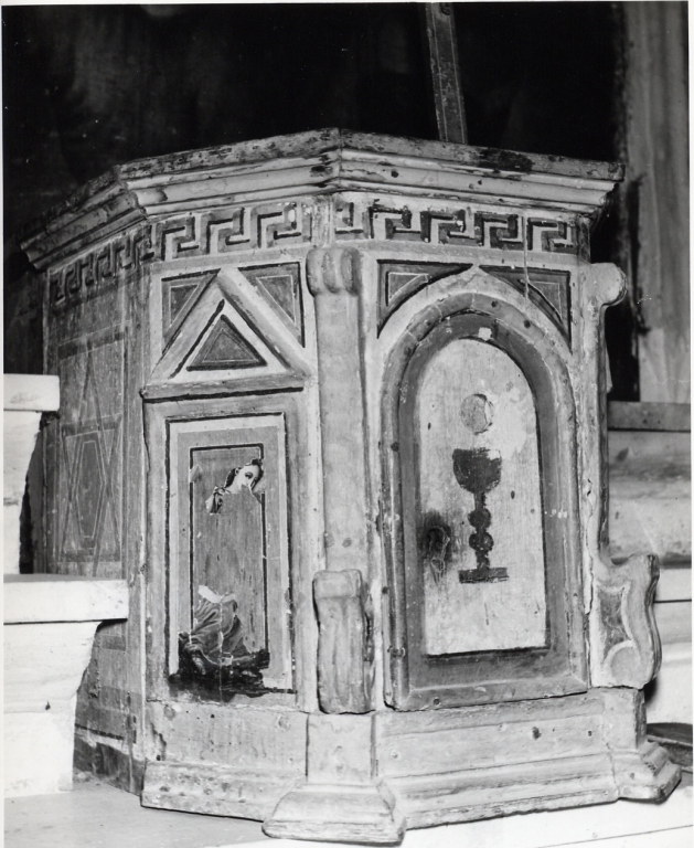 calice eucaristico; angelo dolente (tabernacolo - a tempietto) - bottega Italia centrale (sec. XVI)