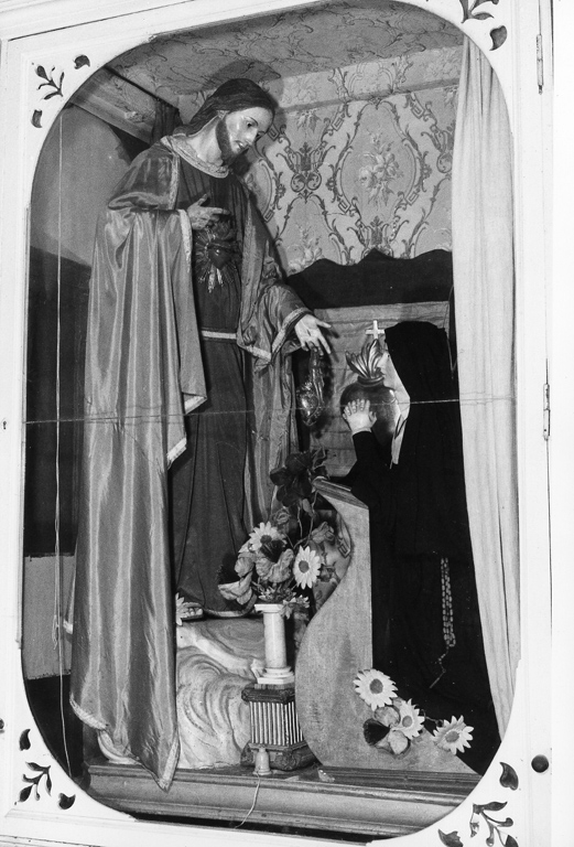 Santa Margherita Alacoque inginicchiata di fronte a Cristo (gruppo scultoreo) - ambito laziale (fine sec. XIX)