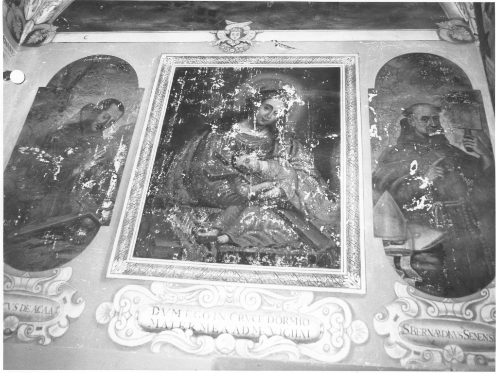 Madonna con Bambino (decorazione pittorica, elemento d'insieme) - ambito laziale (sec. XVII)